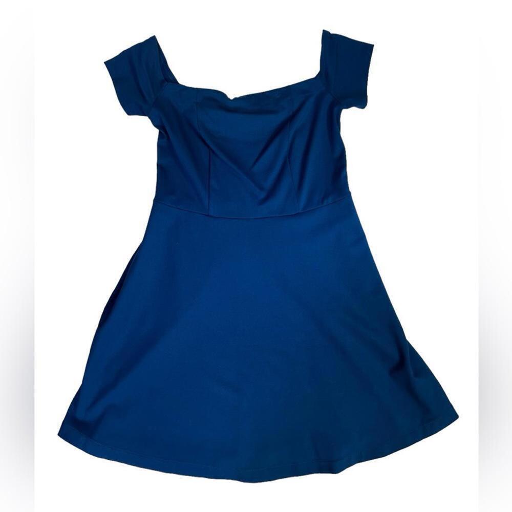 Free People Navy Off-Shoulder Mini Dress